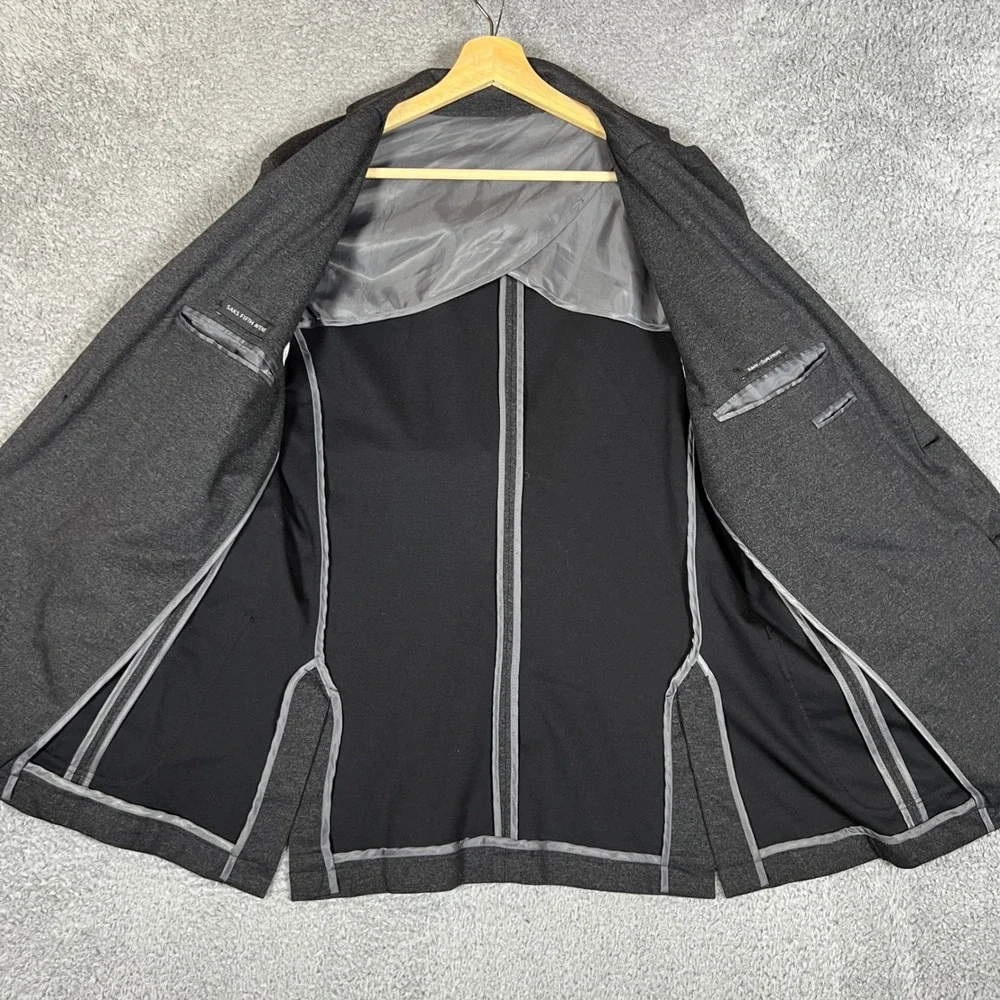 Saks Fifth Avenue Blazer Mens 44 Charcoal Grey Good Unstructured Knit Sport Coat